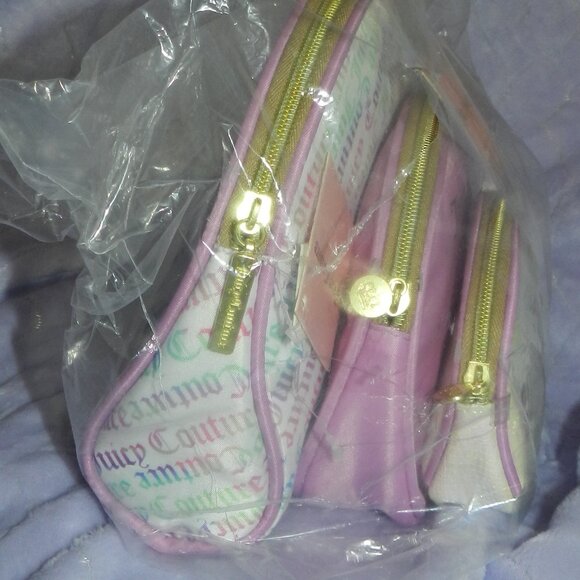 Juicy Couture Logo 3 Cosmetic Bags Iridescent Lilac Purple Pink🆕⌚FAST⚡📦🏃🏻🚚 - Picture 14 of 15